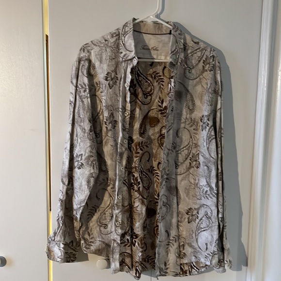 Tasso Elba Linen Shirt L 16-16 1/2 - Picture 3 of 6